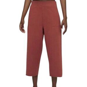 Nike Yoga Luxe Women's Pants Fleece Cropped Rust Brown Large NEW DA0776-670